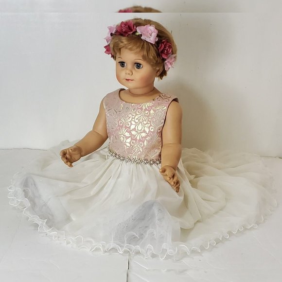 AMERICAN PRINCESS FLORAL CORKSCREW-TULLE PARTY DRESS TODDLER GIRLS 5T ROSEGOLD - Picture 8 of 10